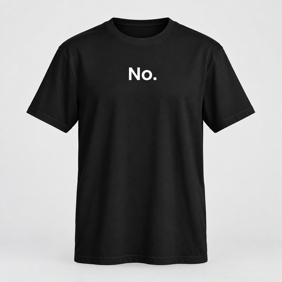 No. black tee, ghost mannequin front