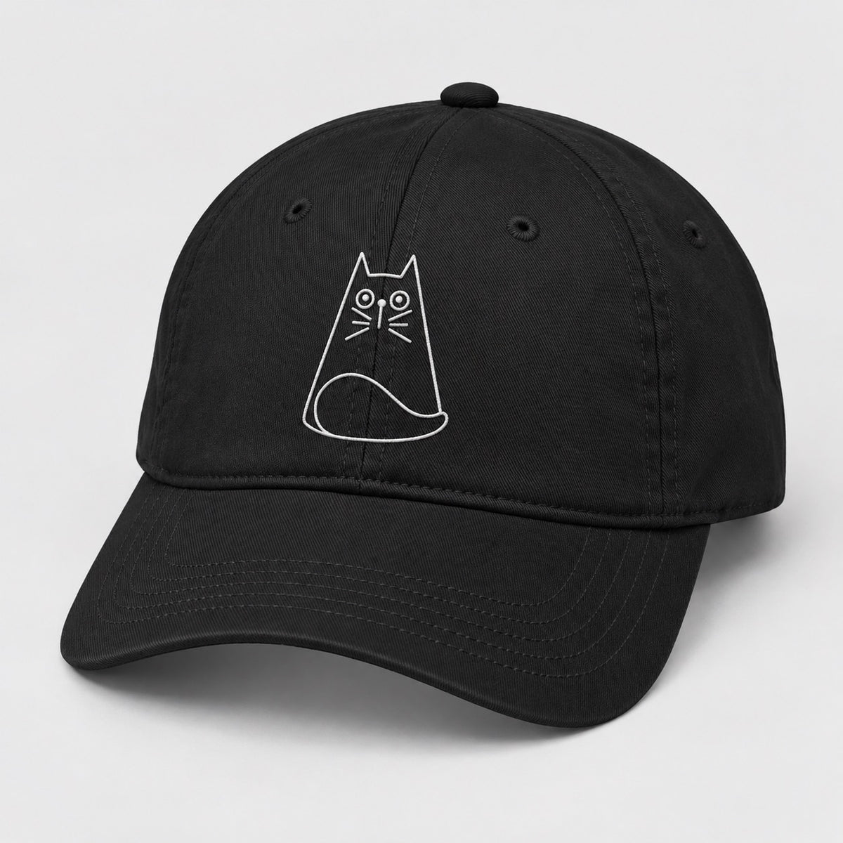 The OG Curve – Embroidered Cat Classic Cap, three-quarter cap product view