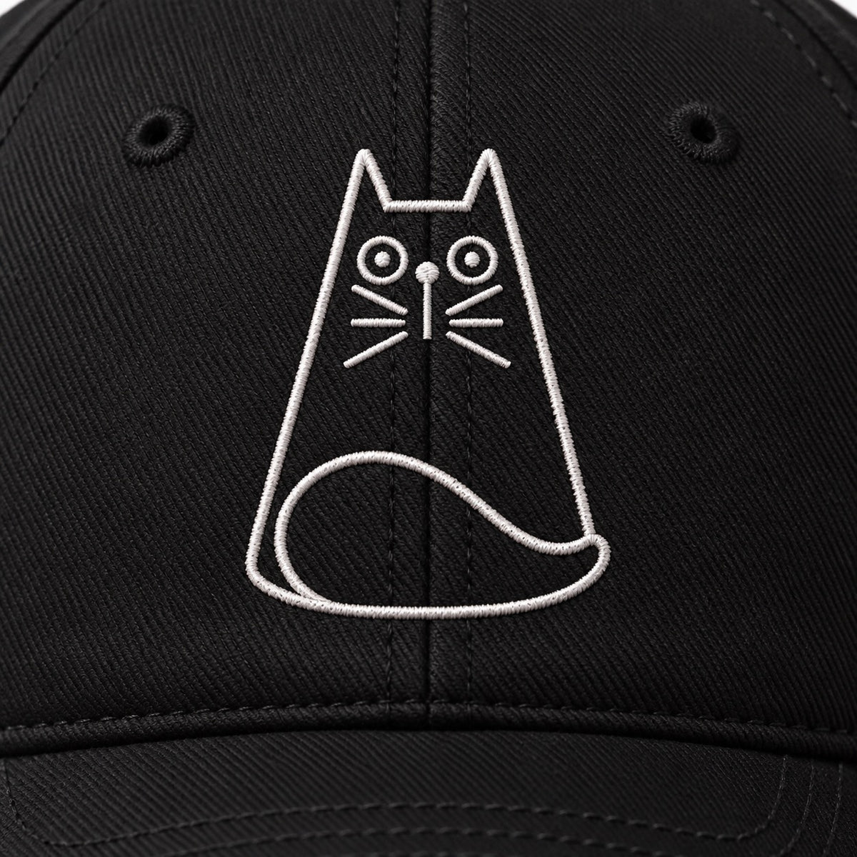 The OG Curve – Embroidered Cat Classic Cap, cat embroidery close-up