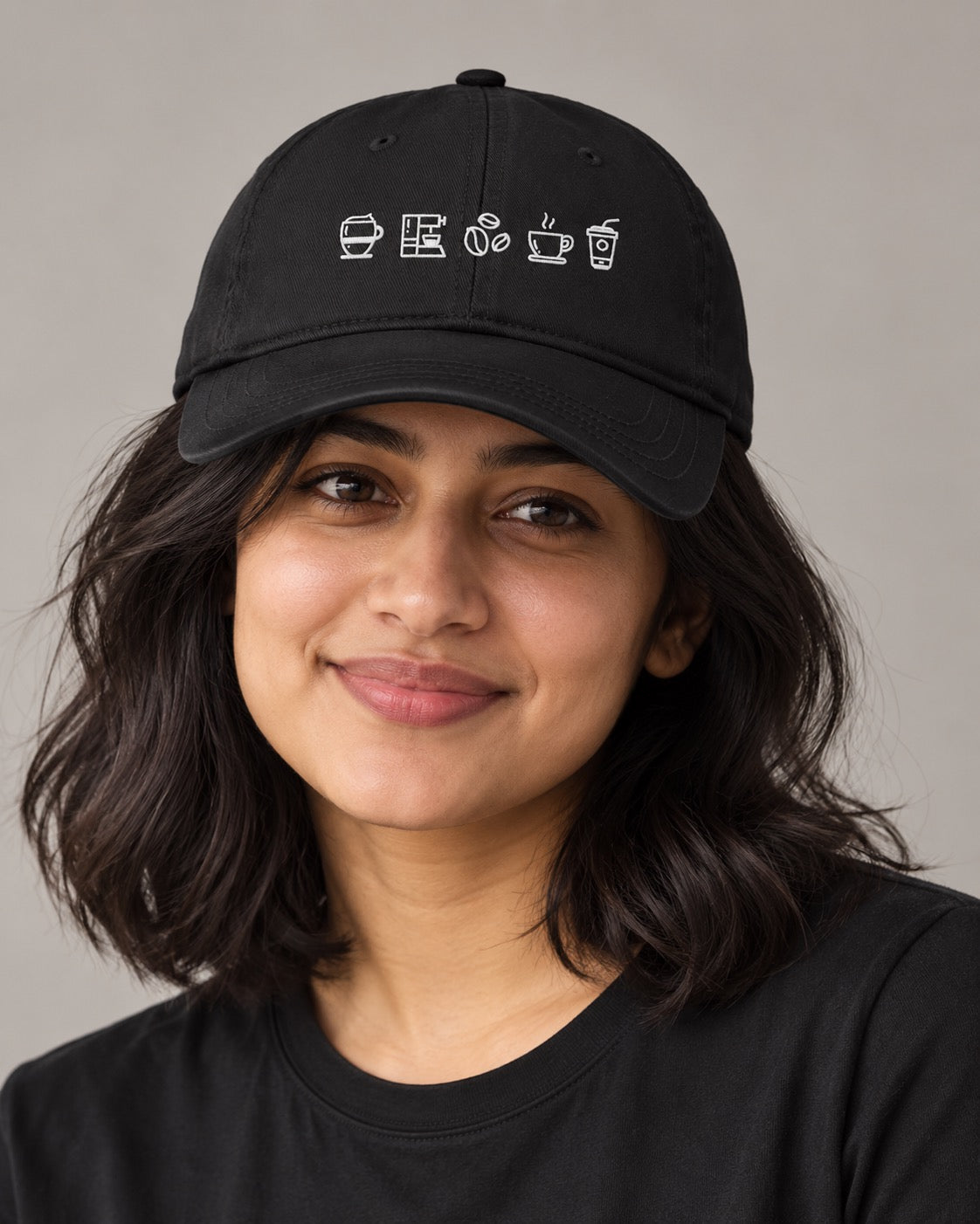 The OG Curve – Embroidered Coffee Classic Cap, on-model front