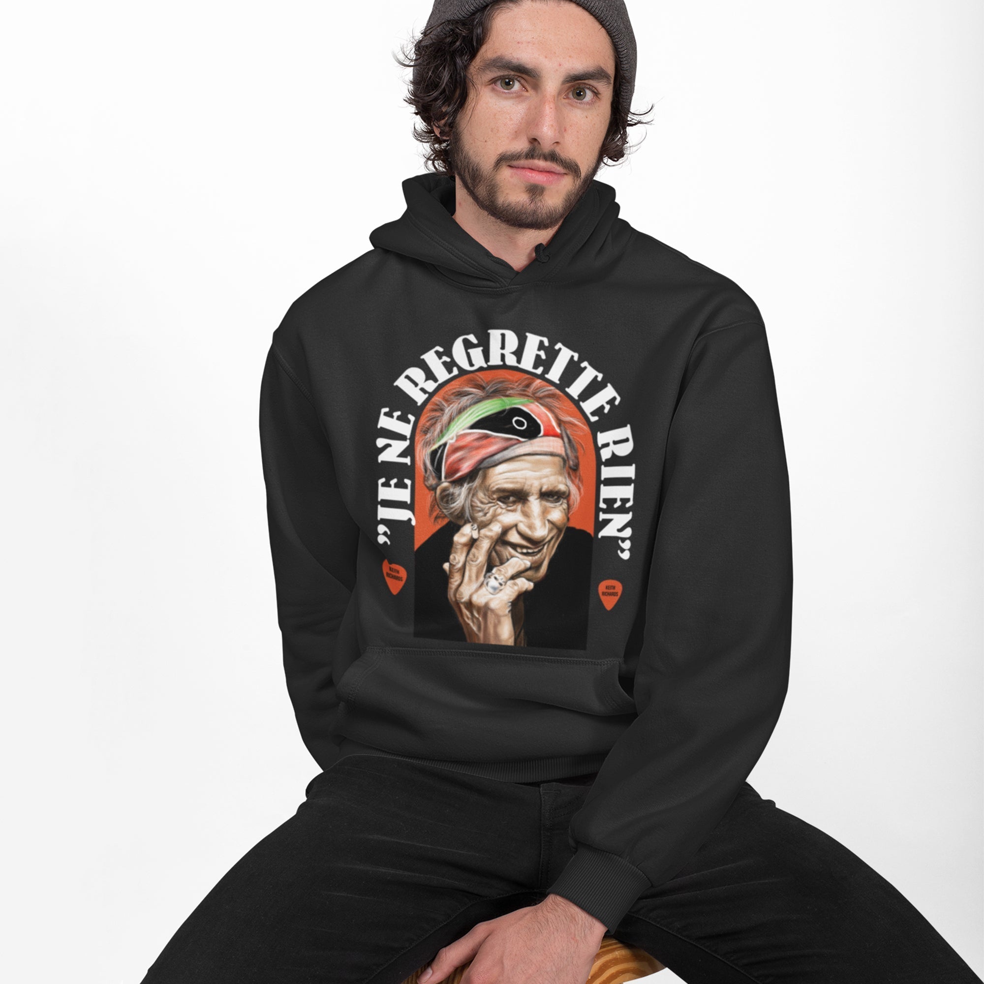 The Rolling Stones- Keith Richards Unisex Black Hoodie — product photo 2