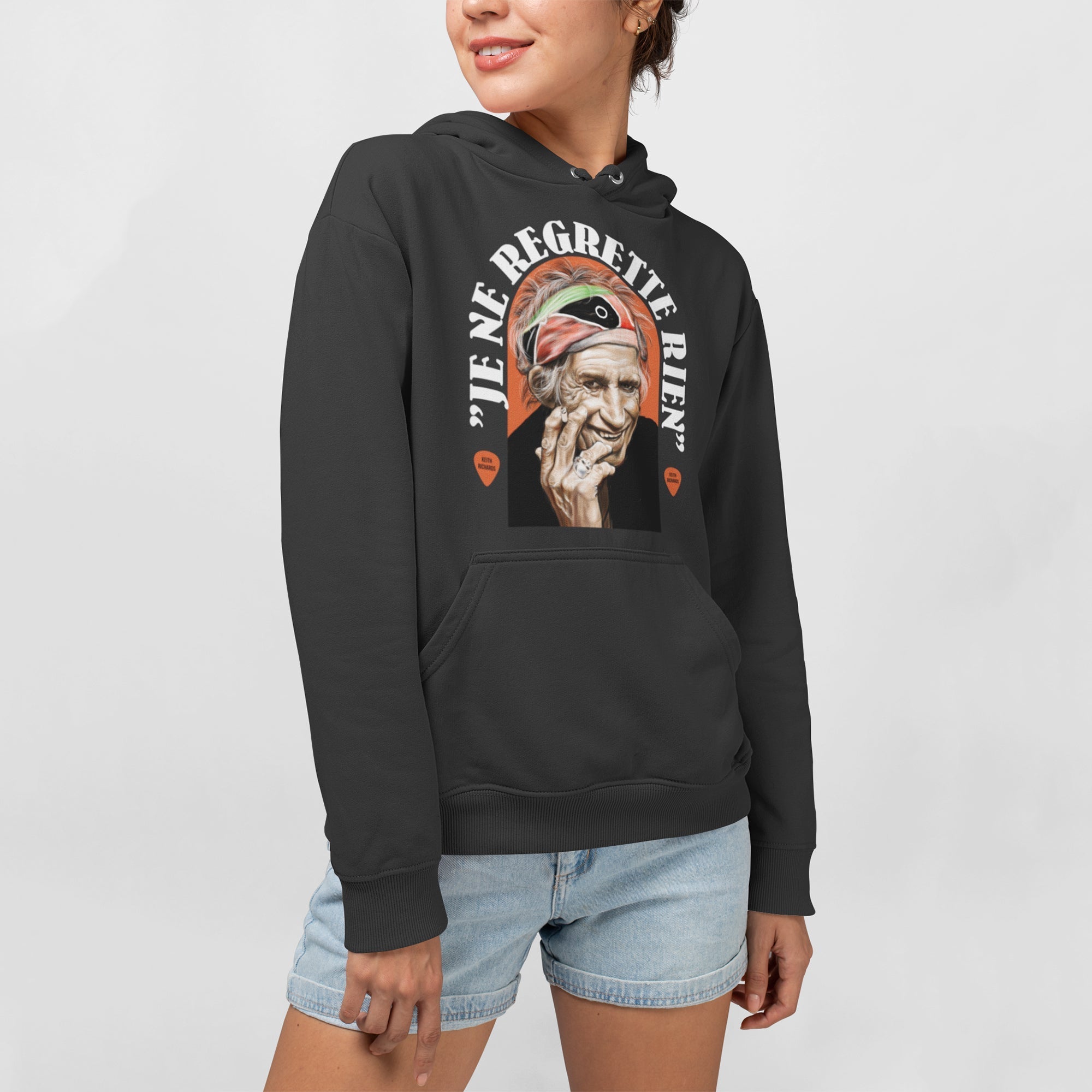 The Rolling Stones- Keith Richards Unisex Black Hoodie — product photo 6