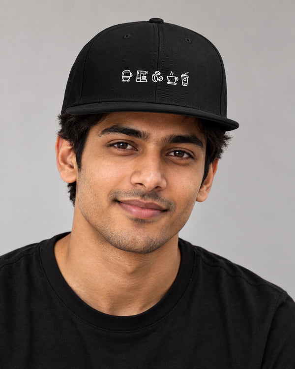 The Street Snap – Coffee Embroidered Snapback, on-model front
