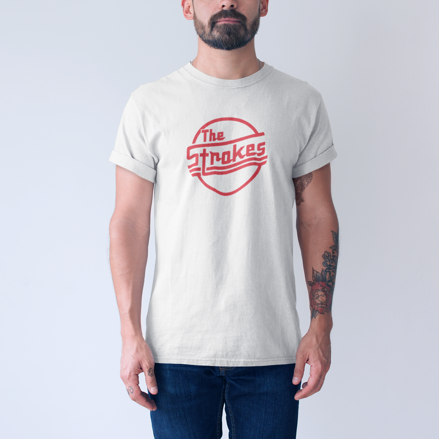 The Strokes Circle Logo Tee — White — product photo 2