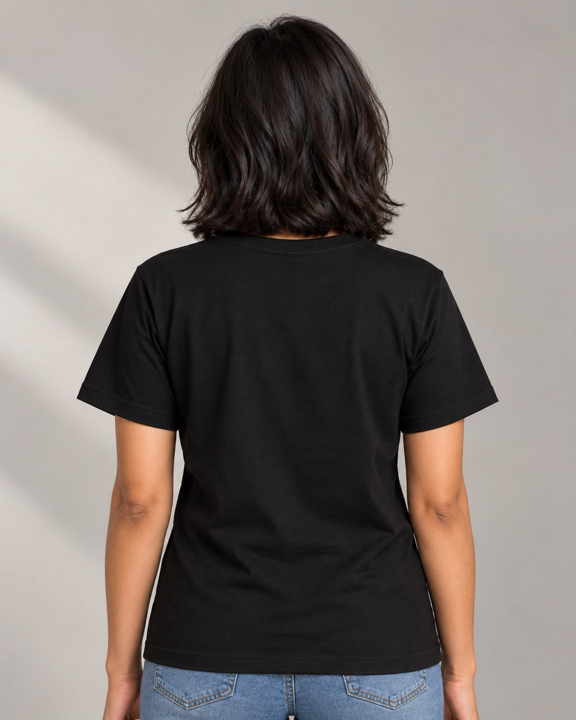 There Better Be Dogs black tee on female model, plain back