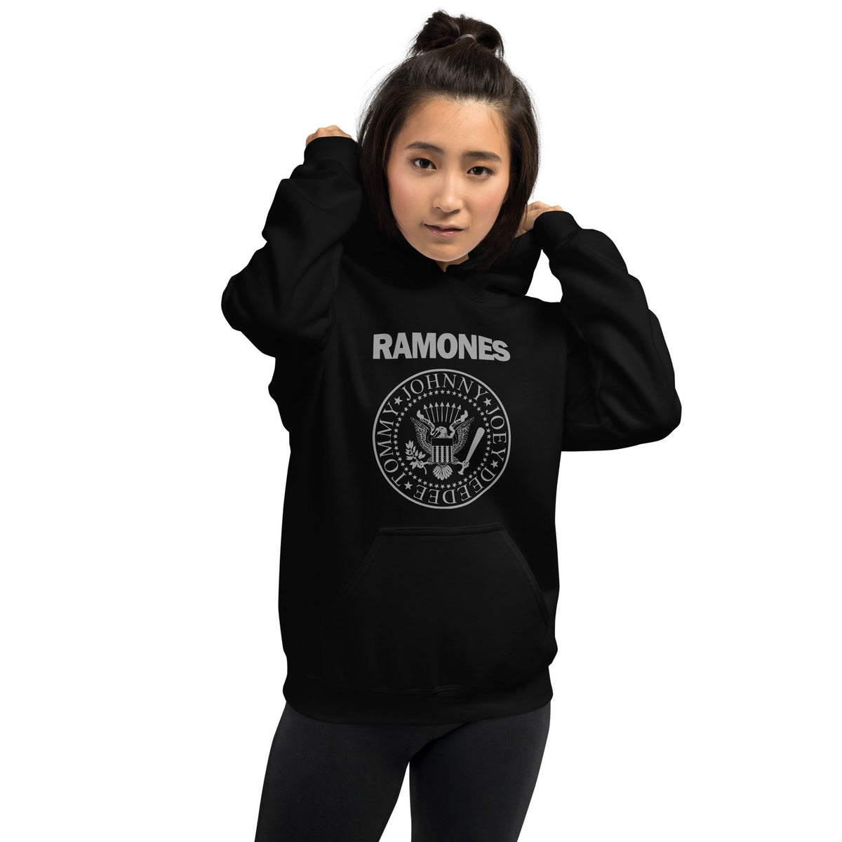 Ramones Presidential Seal Hoodie — Black — front view