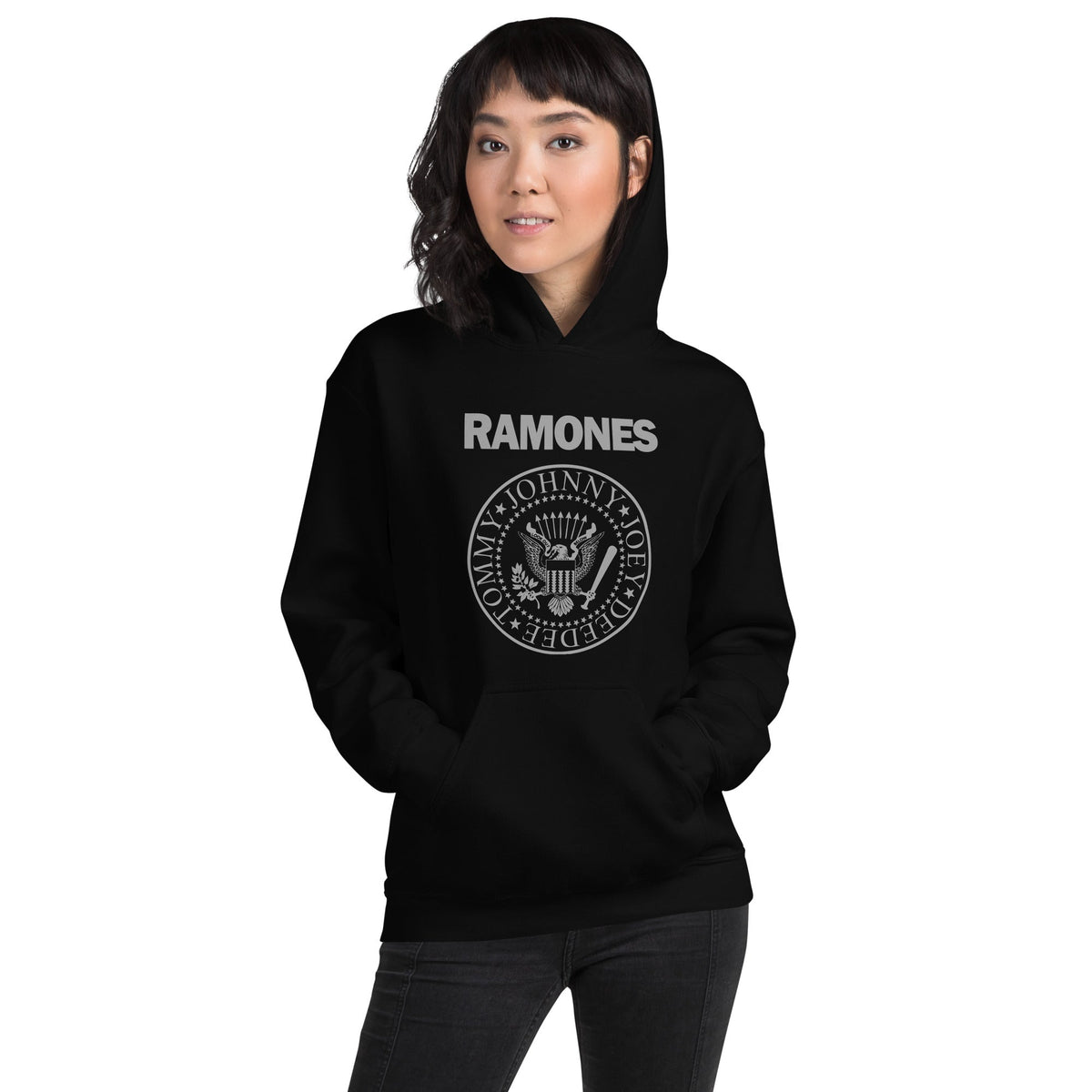 Ramones Presidential Seal Hoodie — Black — back view