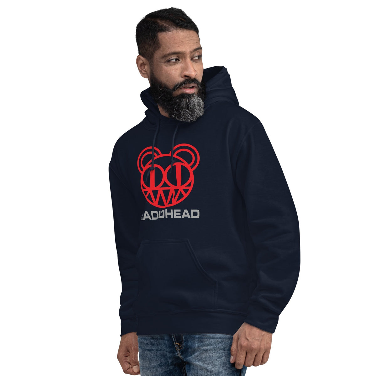 Radiohead Modified Bear Hoodie — Navy — back view