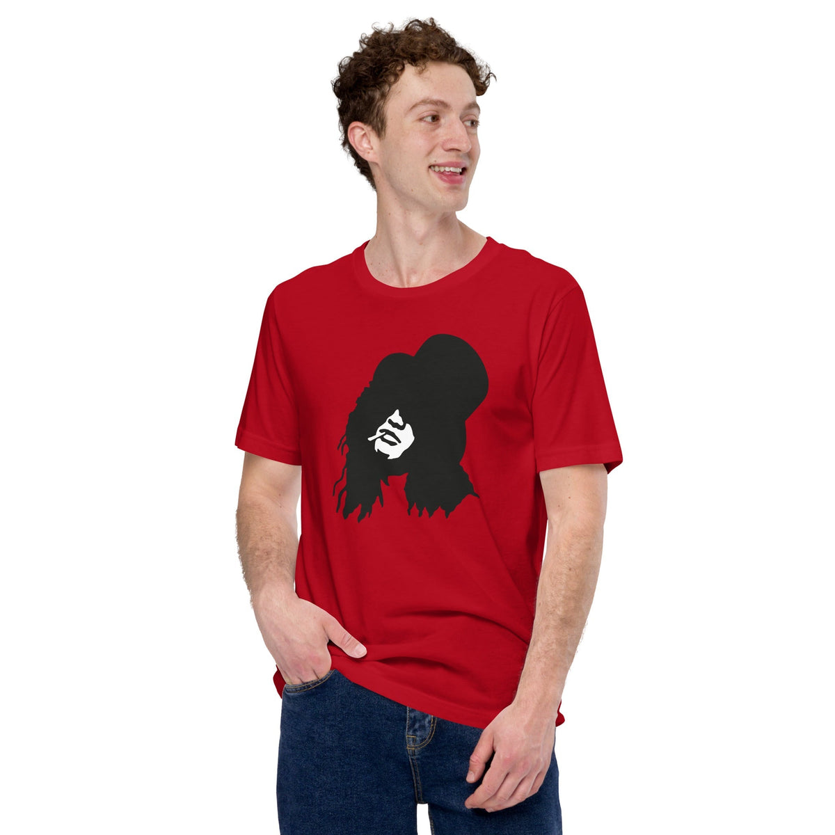 Slash Top Hat Silhouette Tee — Black Print — side view