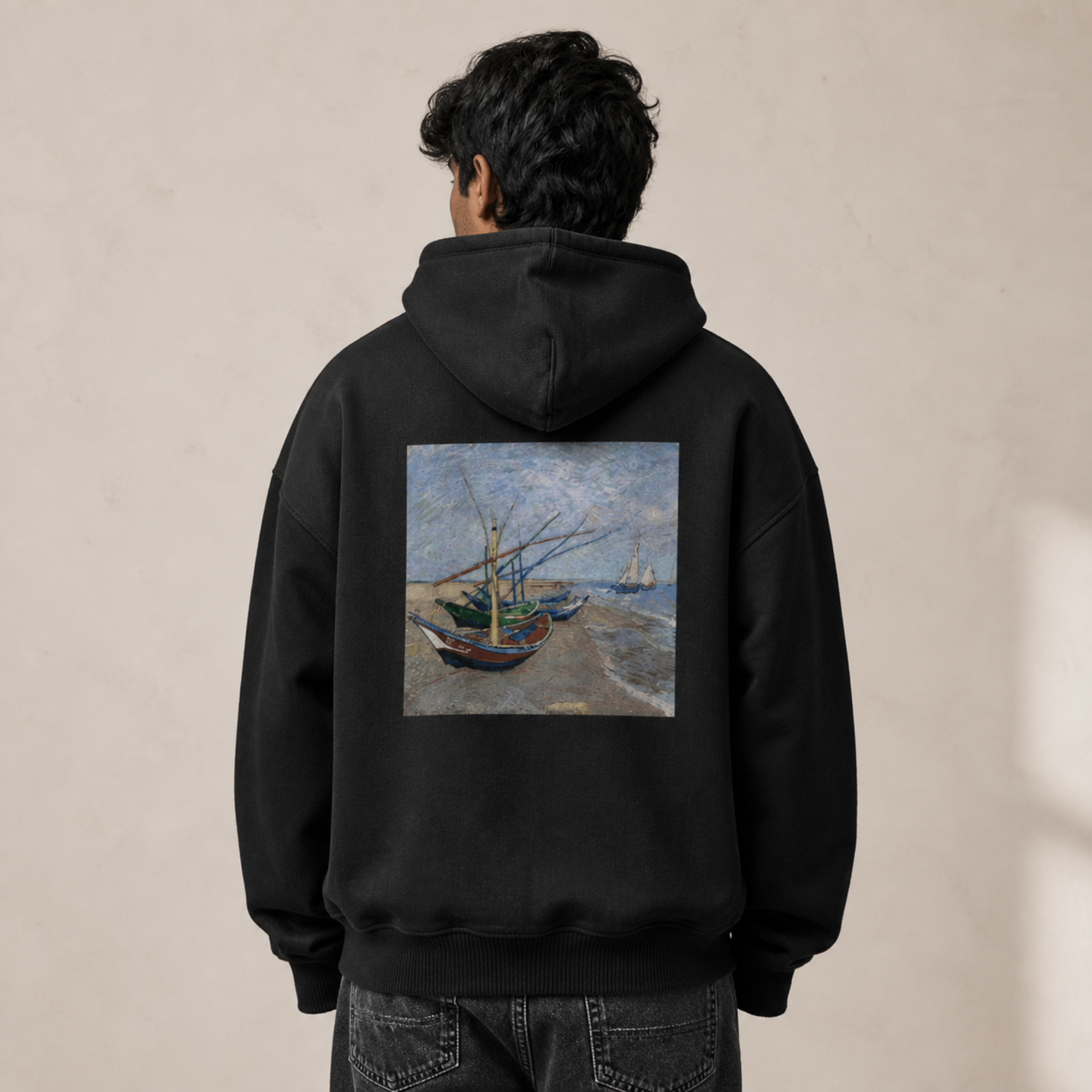 Vincent van Gogh Fishing Boats on the Beach at Les Saintes-Maries-de-la-Mer Hoodie