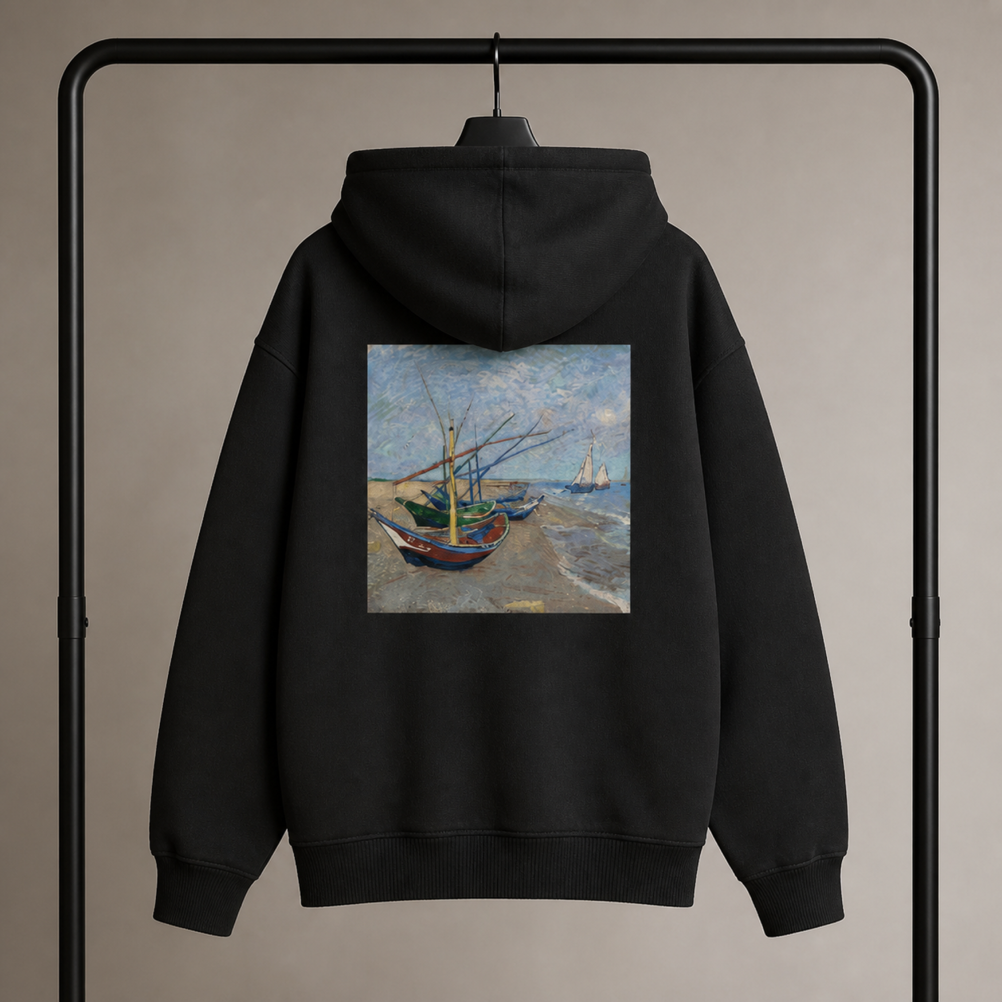 Vincent van Gogh Fishing Boats on the Beach at Les Saintes-Maries-de-la-Mer Hoodie