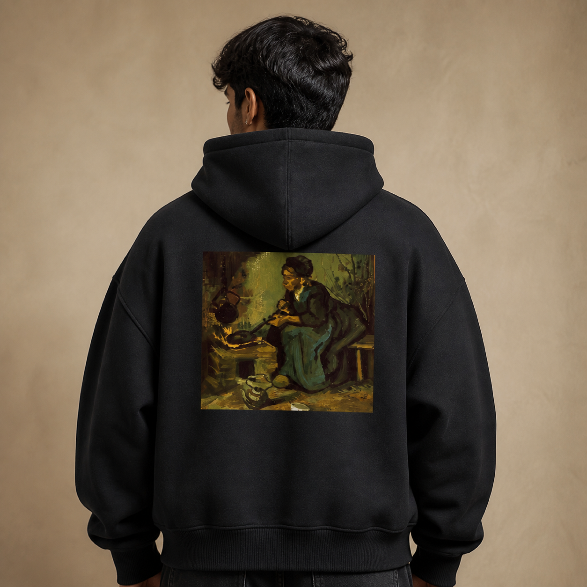 Vincent van Gogh Peasant Woman Cooking by a Fireplace Hoodie