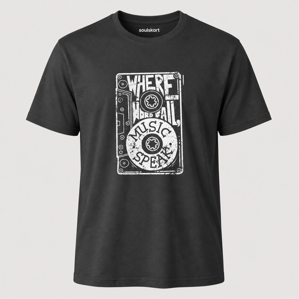 Where Words Fail, Music Speaks Unisex Streetwear Tee — front view