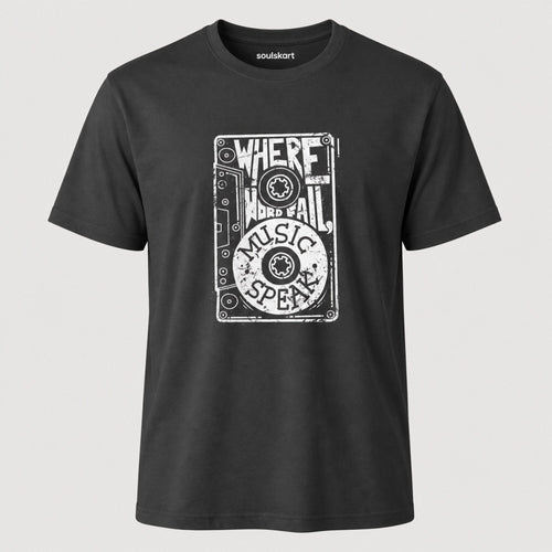 Where Words Fail, Music Speaks Unisex Streetwear Tee — front view
