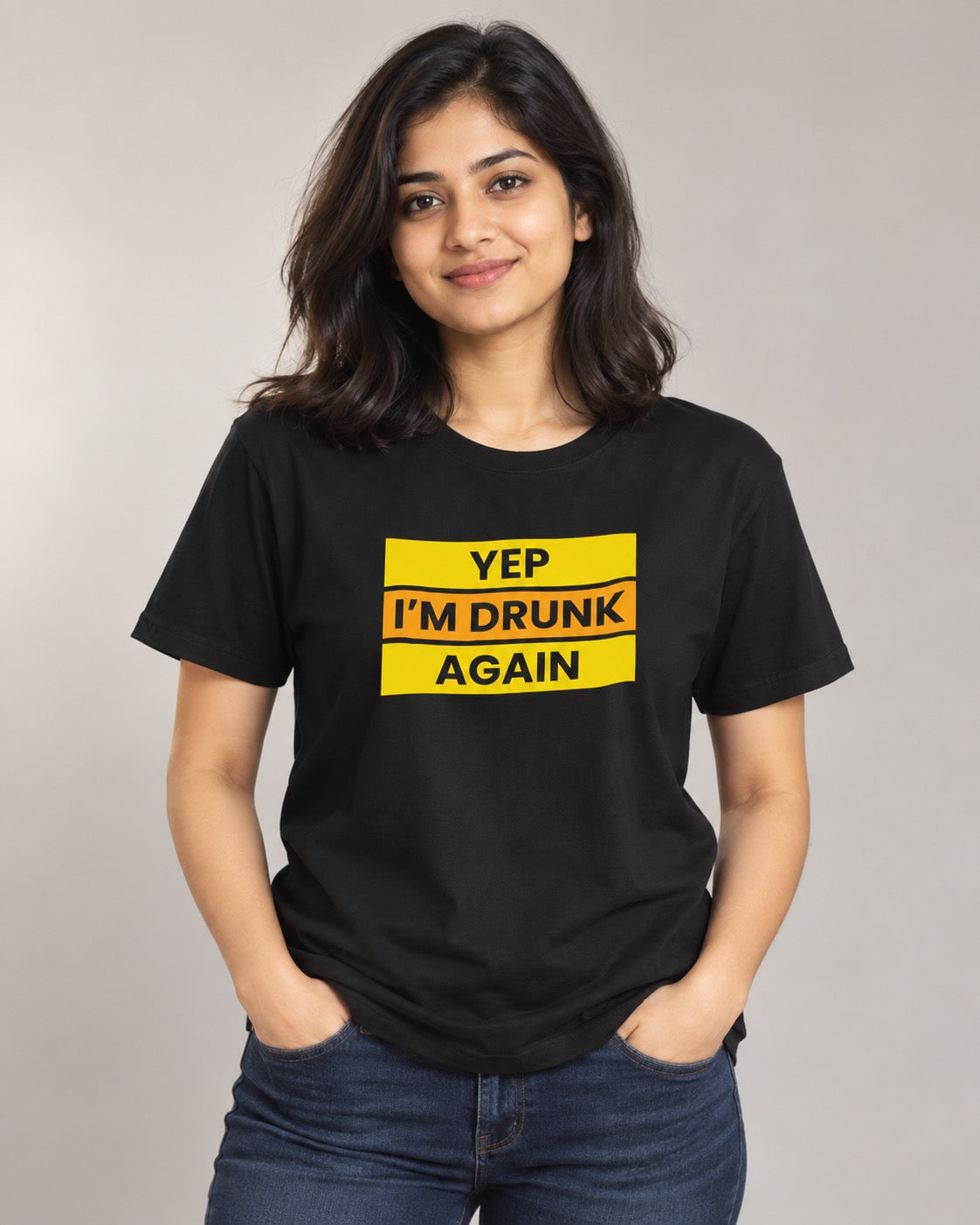 Yep, I'm Drunk Again T-Shirt, on-model front