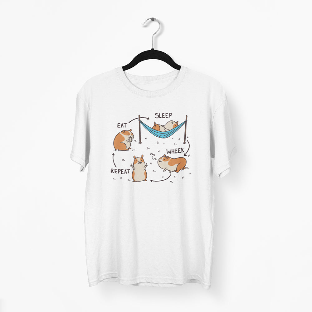 Eat Sleep Wheek Repeat Guinea Pig Unisex T-Shirt - Soulskart