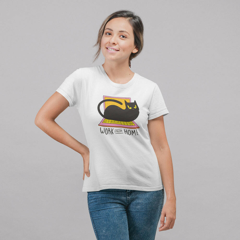 Work From Home With Cat Unisex T-Shirt - Soulskart