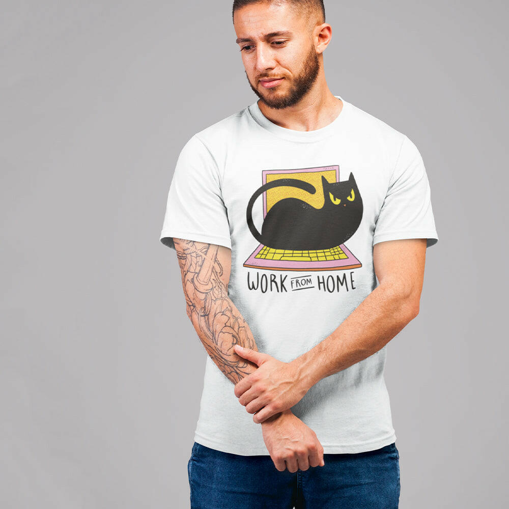 Work From Home With Cat Unisex T-Shirt - Soulskart