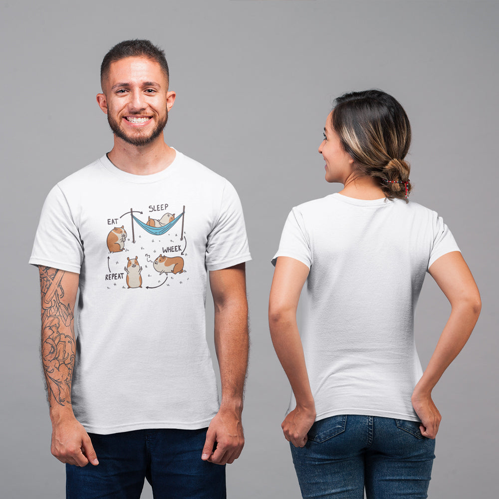 Eat Sleep Wheek Repeat Guinea Pig Unisex T-Shirt - Soulskart