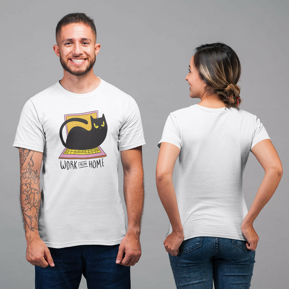 Work From Home With Cat Unisex T-Shirt - Soulskart