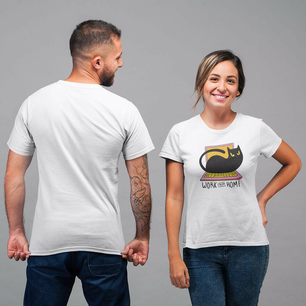Work From Home With Cat Unisex T-Shirt - Soulskart