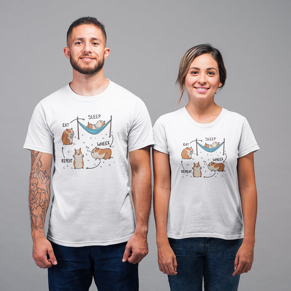 Eat Sleep Wheek Repeat Guinea Pig Unisex T-Shirt - Soulskart