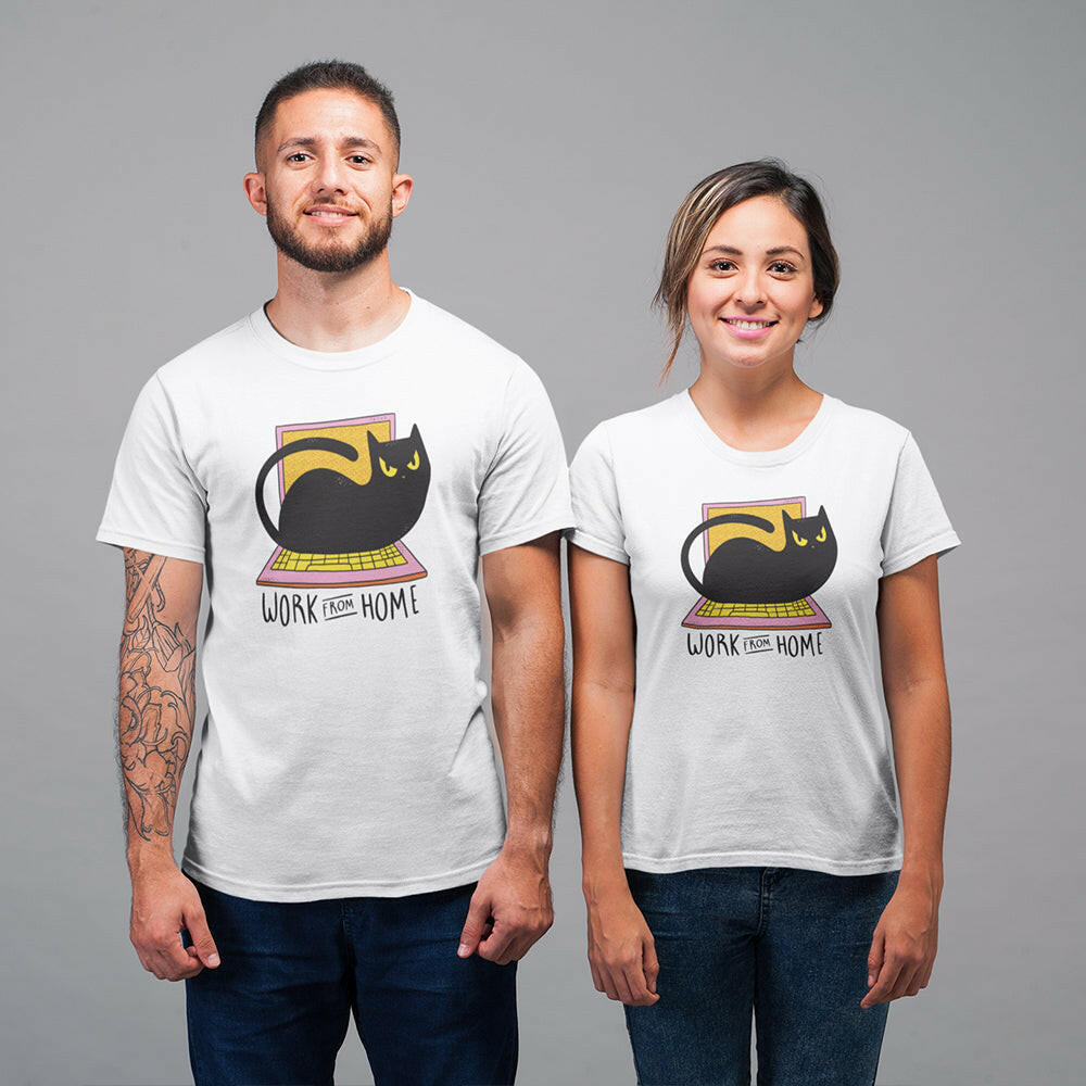 Work From Home With Cat Unisex T-Shirt - Soulskart