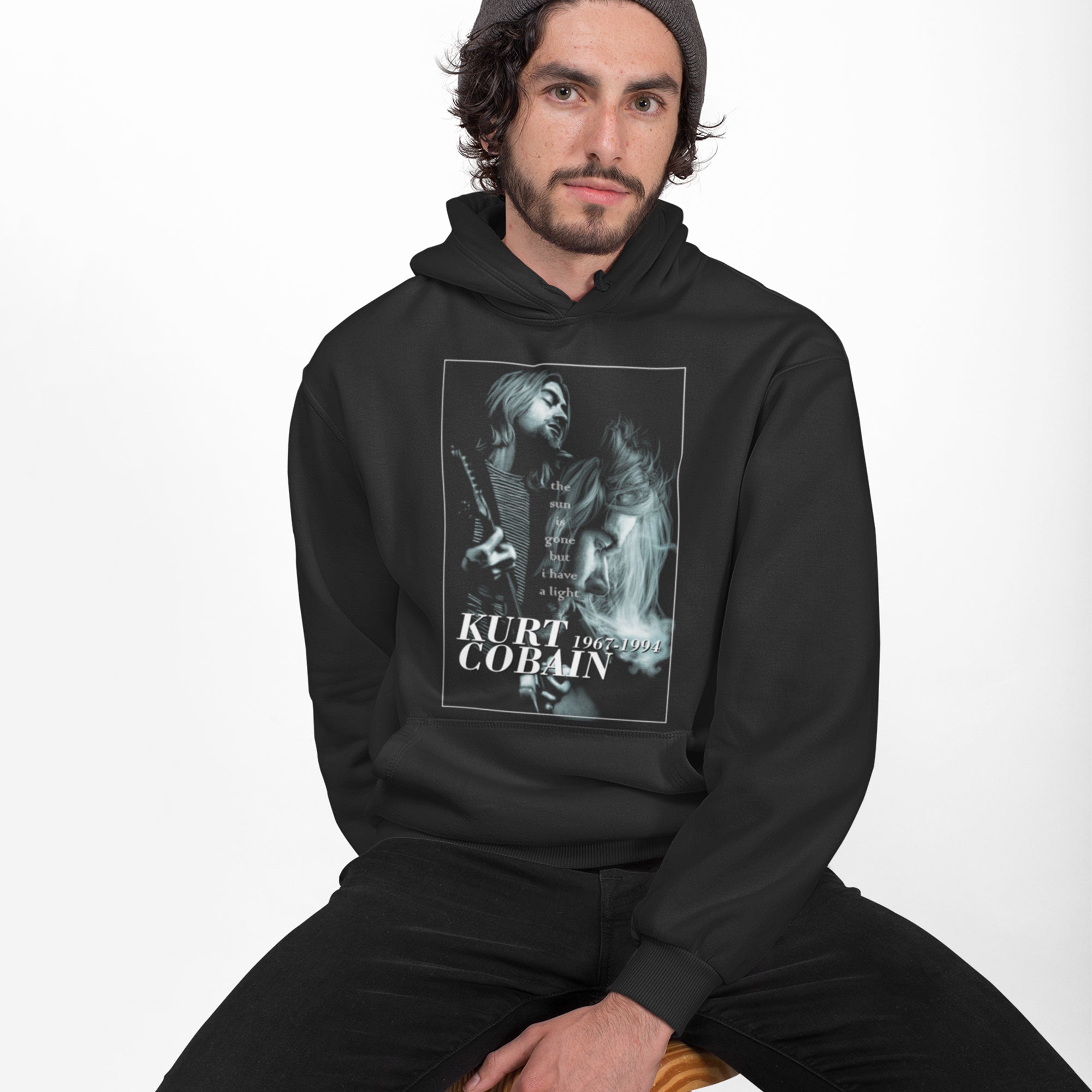 Nirvana- Kurt Cobain Unisex Black Hoodie by Soulskart