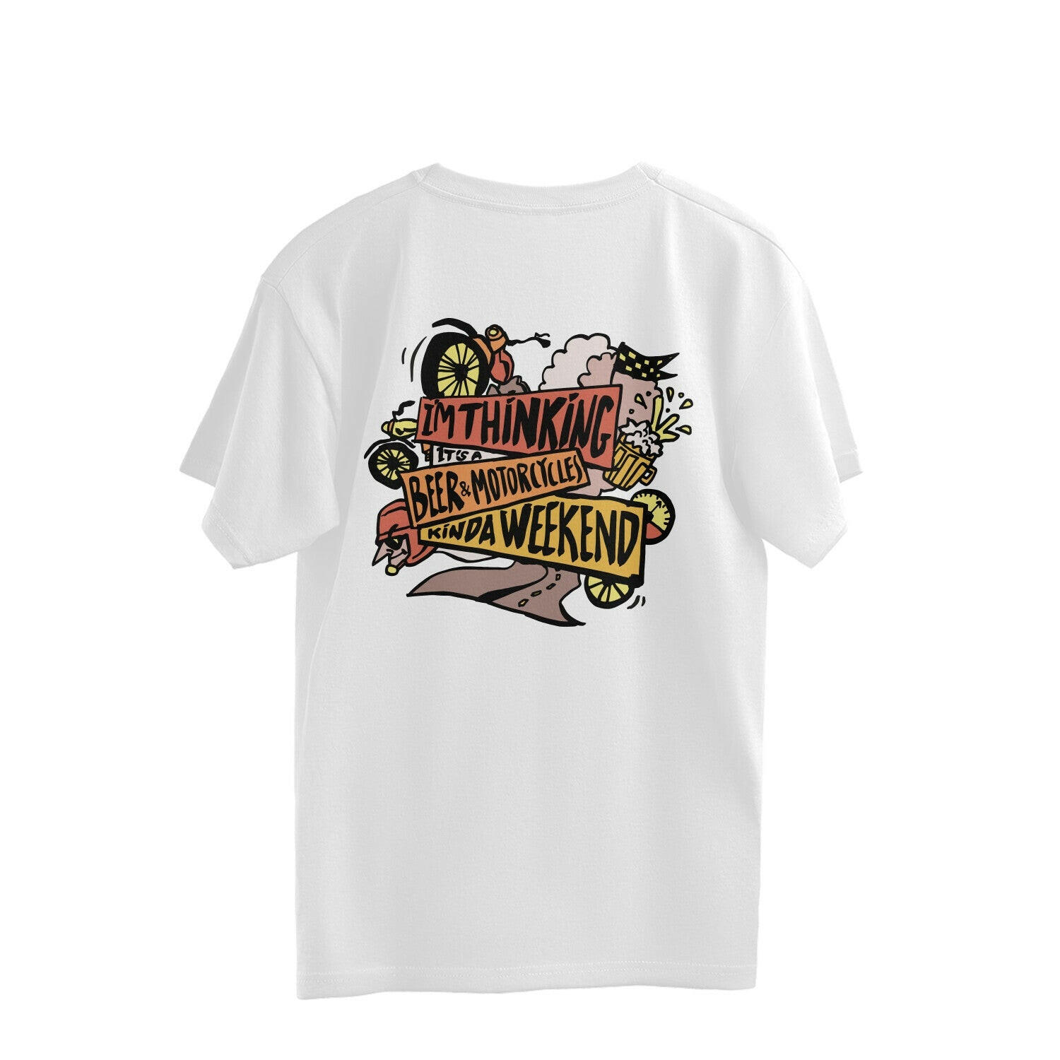Ride in Style: Beer and Motorcycle Oversized T-Shirt - Soulskart
